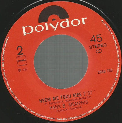 Hank B. Memphis : Jij Daar, In De Radio (7")