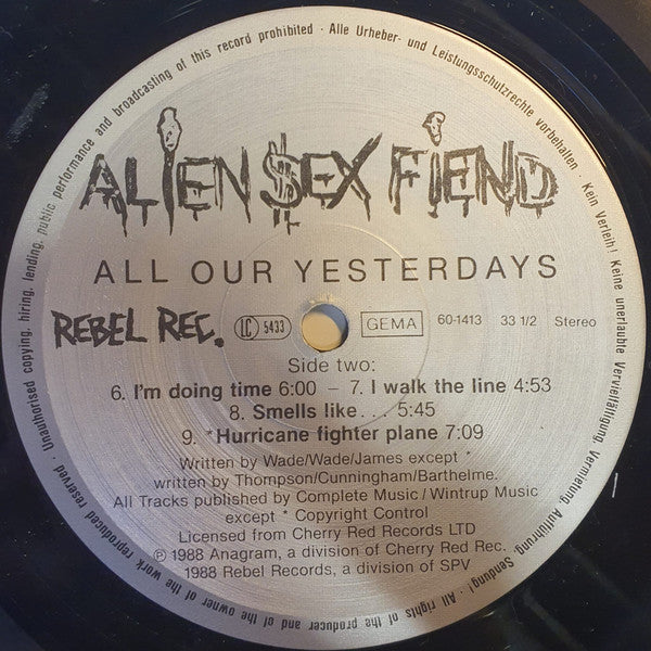 Alien Sex Fiend : All Our Yesterdays (LP, Comp, Sil)