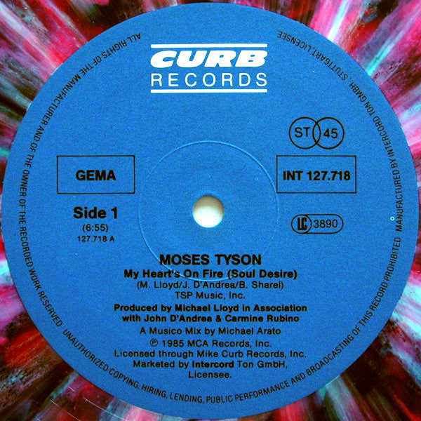Moses Tyson, Jr. : My Heart's On Fire (Soul Desire) / Curiosity (12", Pur)