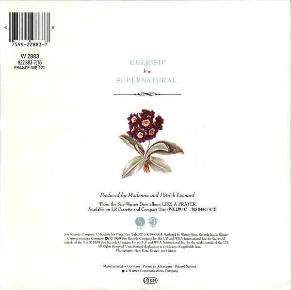 Madonna : Cherish (7", Single, Lar)