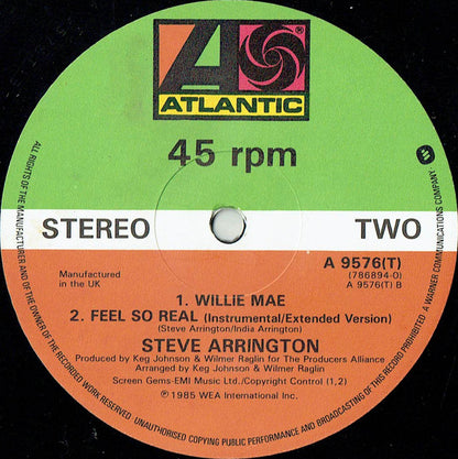 Steve Arrington : Feel So Real (12", Single, EMI)