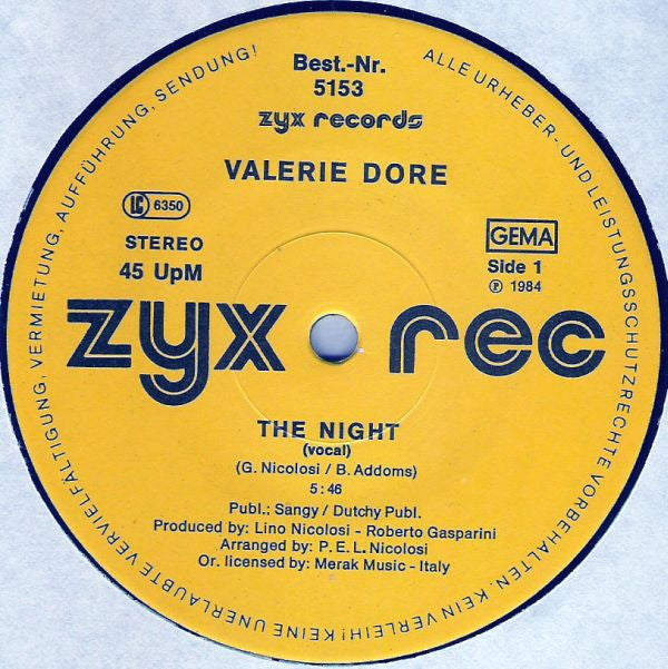 Valerie Dore : The Night (12", Maxi)