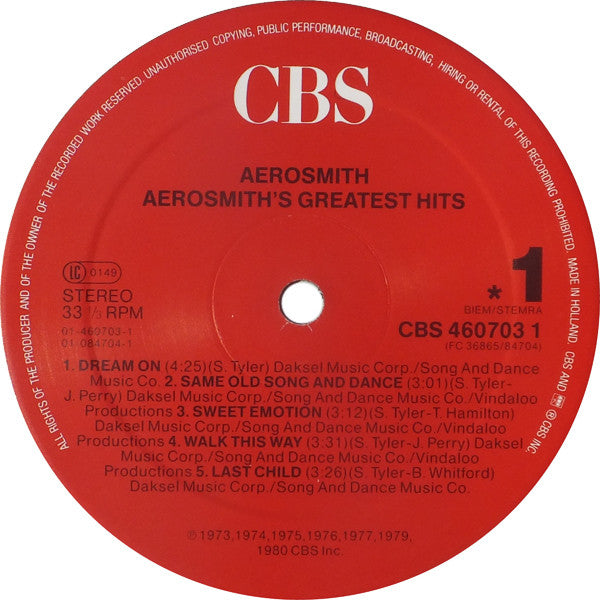 Aerosmith : Aerosmith's Greatest Hits (LP, Comp, RE)
