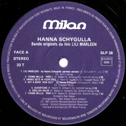 Hanna Schygulla, Orchester Peer Raben : Lili Marleen (Bande Originale Du Film) (LP, Album, Pur)