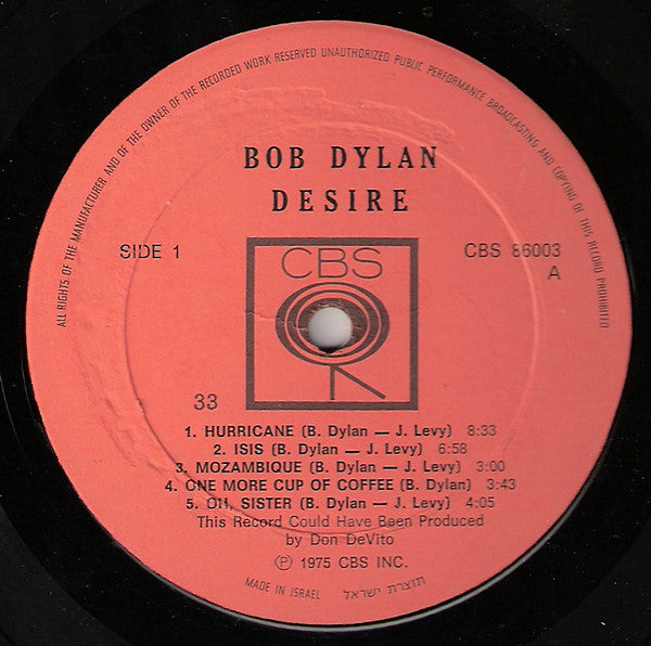 Bob Dylan : Desire (LP, Album)
