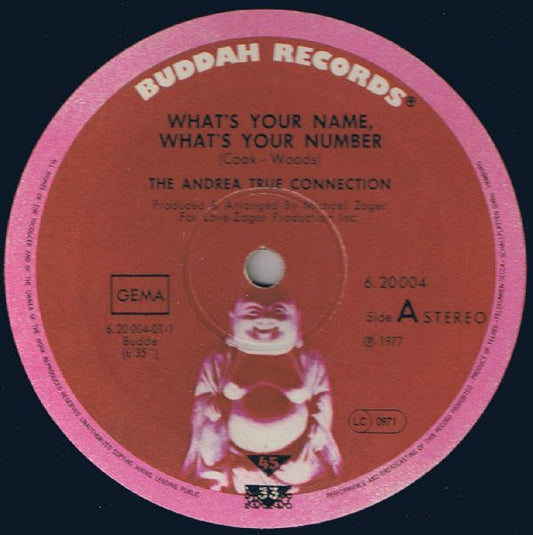 Andrea True Connection - What's Your Name, What's Your Number / Fill Me Up (Heart To Heart) (12") (Very Good Plus (VG+))