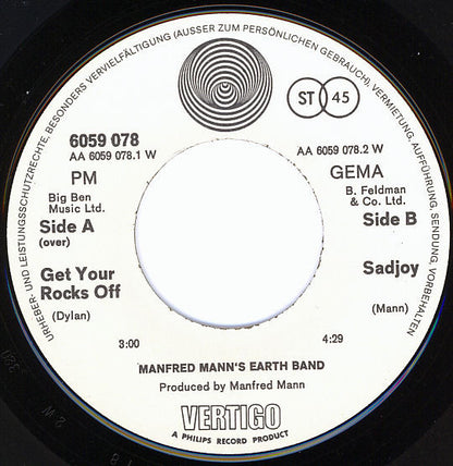 Manfred Mann's Earth Band : Get Your Rocks Off (7")