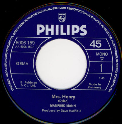 Manfred Mann* : Mrs. Henry (7", Mono)