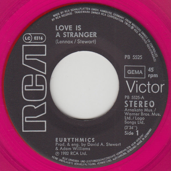 Eurythmics : Love Is A Stranger (7", Single, Pur)