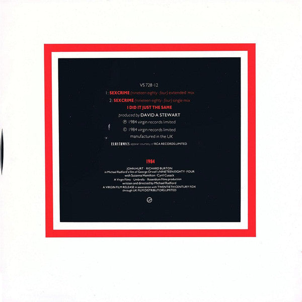 Eurythmics : Sexcrime (Nineteen Eighty • Four) (12", Single)