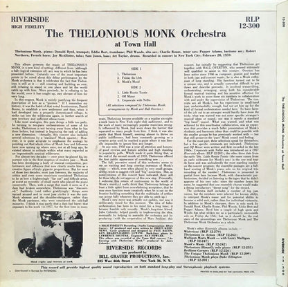 The Thelonious Monk Orchestra : At Town Hall (LP, Album, Mono)