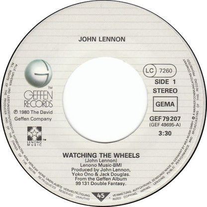 John Lennon : Watching The Wheels (7", Single)