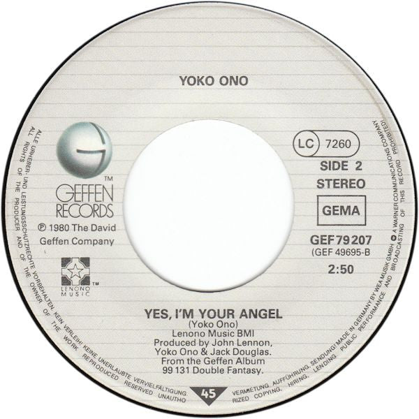 John Lennon : Watching The Wheels (7", Single)