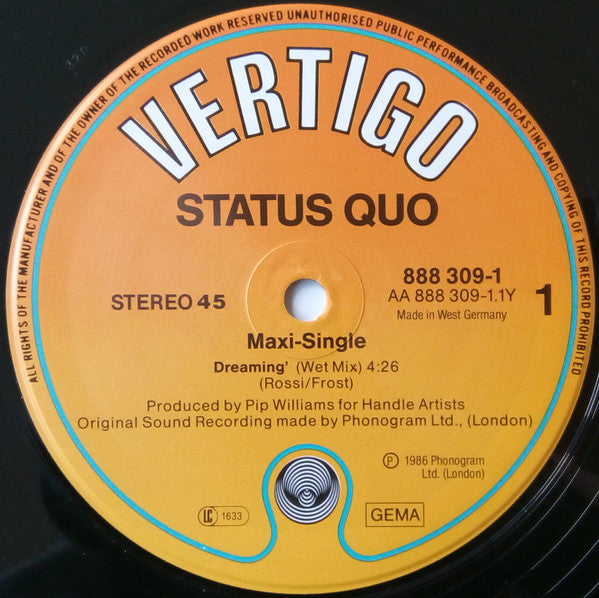 Status Quo : Dreamin' (12", Maxi)