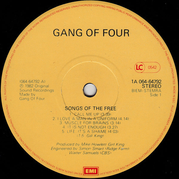Gang Of Four : Songs Of The Free (LP, Album)