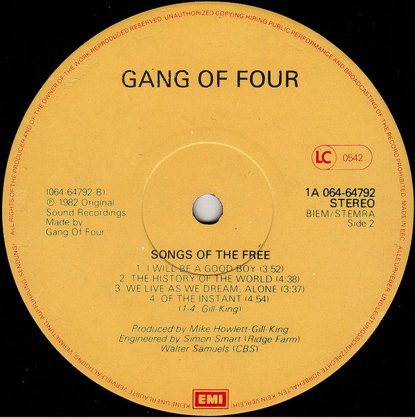 Gang Of Four : Songs Of The Free (LP, Album)