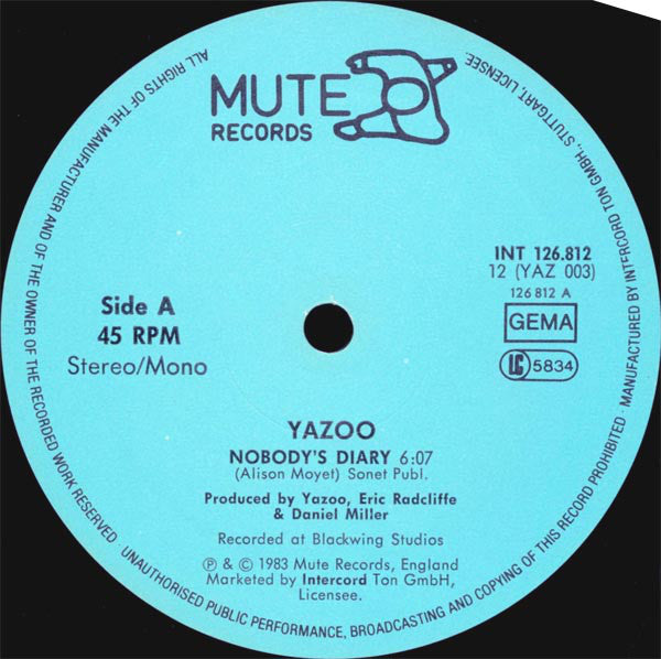 Yazoo : Nobody's Diary / State Farm (12", Maxi)