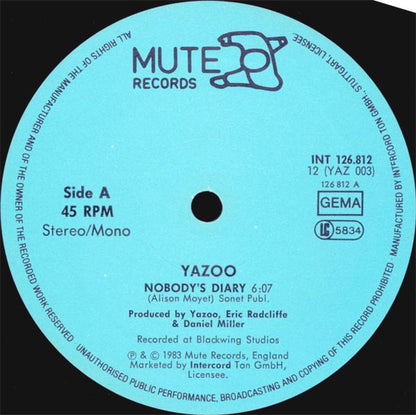 Yazoo : Nobody's Diary / State Farm (12", Maxi)