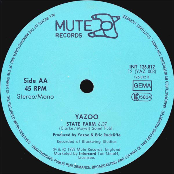 Yazoo : Nobody's Diary / State Farm (12", Maxi)