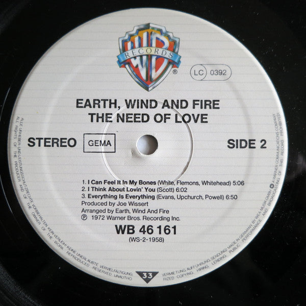 Earth, Wind And Fire* : The Need Of Love (LP, Album, RE)