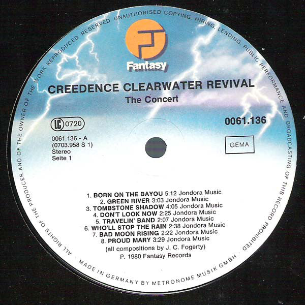 Creedence Clearwater Revival : The Concert (LP, Album)