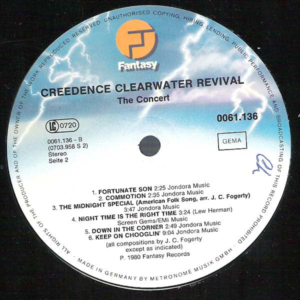 Creedence Clearwater Revival : The Concert (LP, Album)
