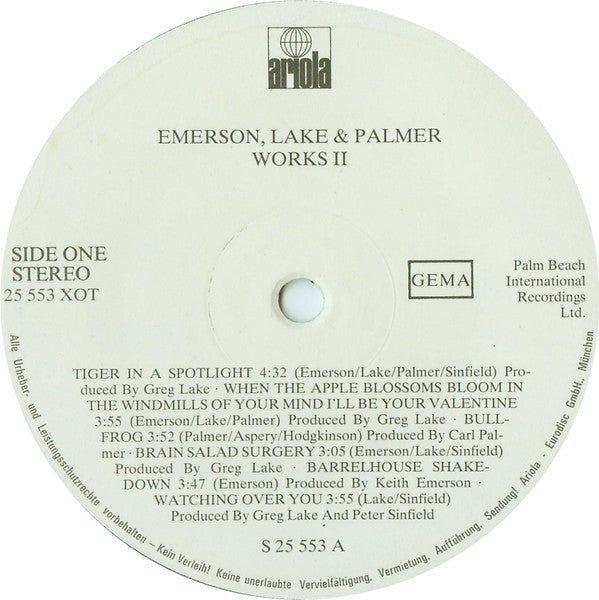 Emerson Lake & Palmer* : Works (Volume 2) (LP, Album, Emb)
