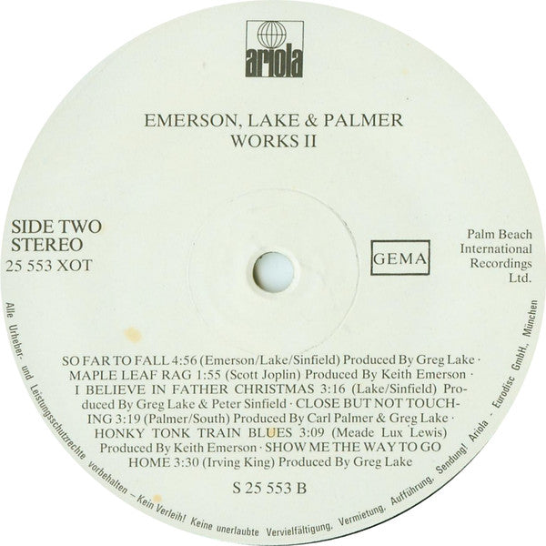 Emerson Lake & Palmer* : Works (Volume 2) (LP, Album, Emb)