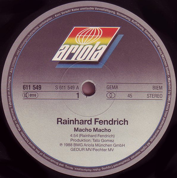 Rainhard Fendrich : Macho Macho (12", Maxi)