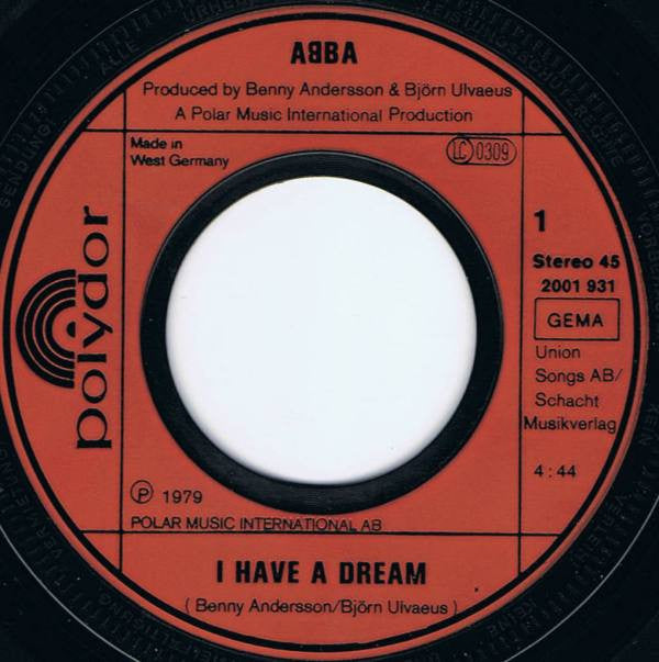 ABBA : I Have A Dream (7", Single)