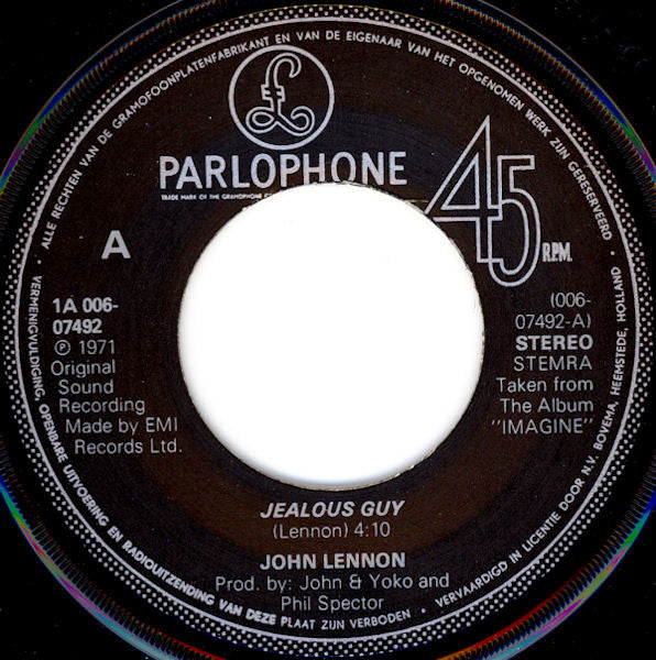John Lennon : Jealous Guy (7")