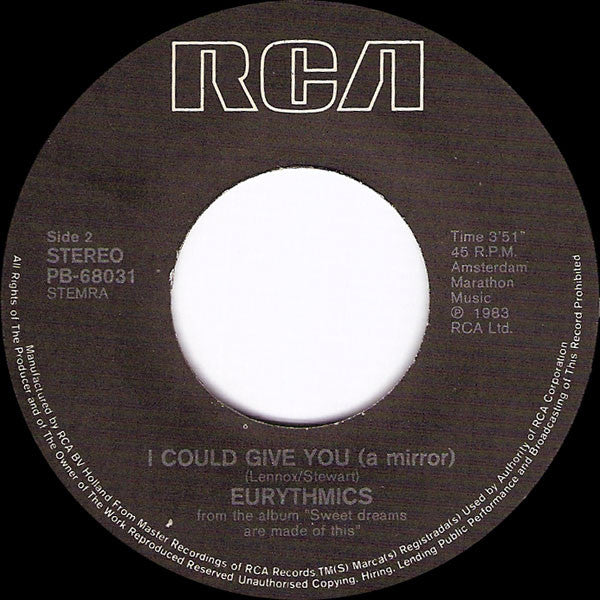 Eurythmics : Sweet Dreams (Are Made Of This) (7", Single)