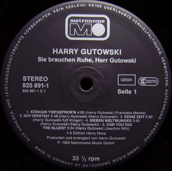 Harry Gutowski* : Sie Brauchen Ruhe, Herr Gutowski! (LP)
