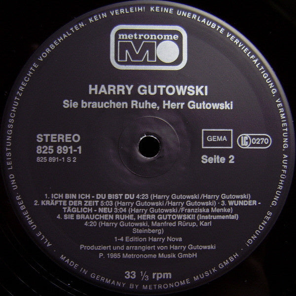 Harry Gutowski* : Sie Brauchen Ruhe, Herr Gutowski! (LP)