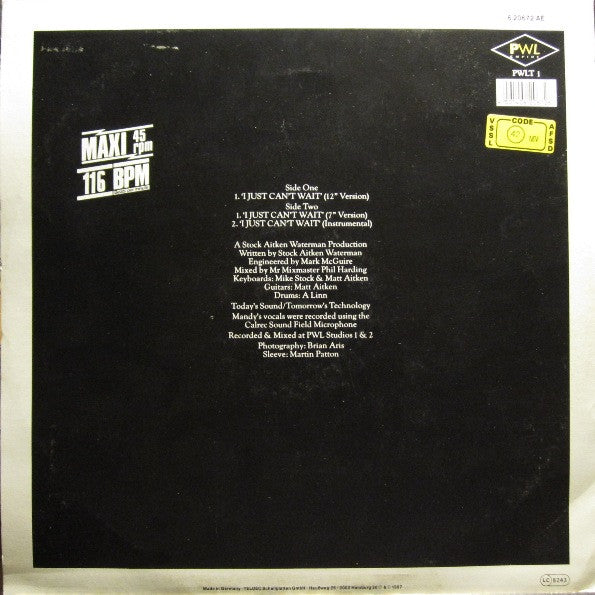 Mandy* : I Just Can't Wait (12", Maxi)