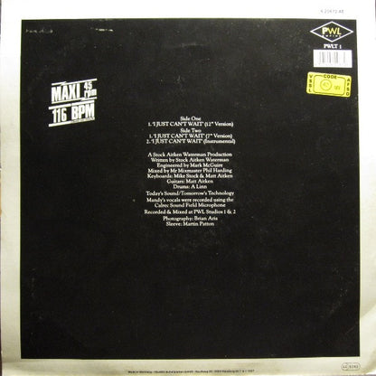 Mandy* : I Just Can't Wait (12", Maxi)