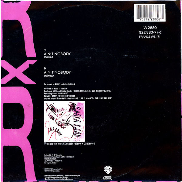 Rufus & Chaka Khan : Ain't Nobody (Remix) (7", Single, Lar)