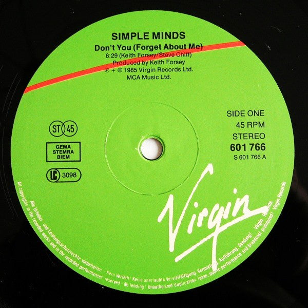 Simple Minds : Don't You (Forget About Me) (12", Maxi)