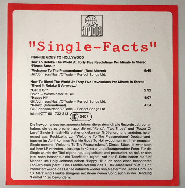 Frankie Goes To Hollywood : Welcome To The Pleasuredome (12", Maxi)