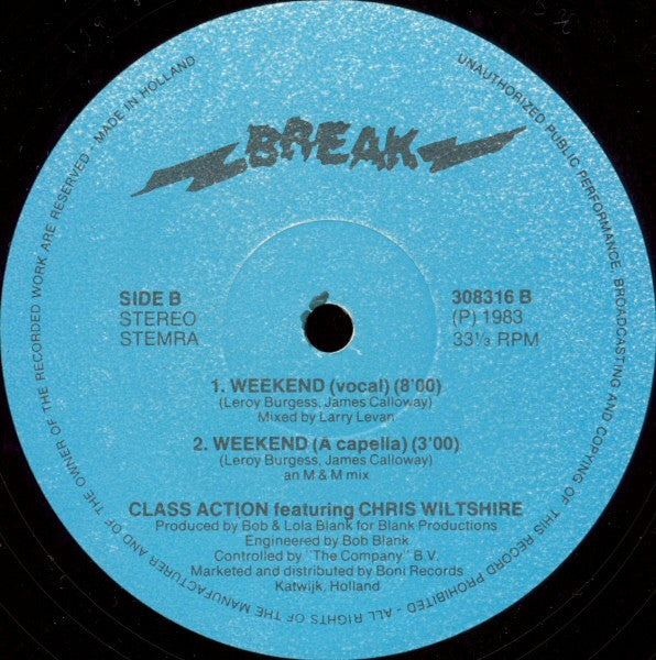 Class Action Featuring Chris Wiltshire* : Weekend (12")