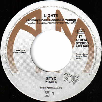 Styx : Lights (7", Single)