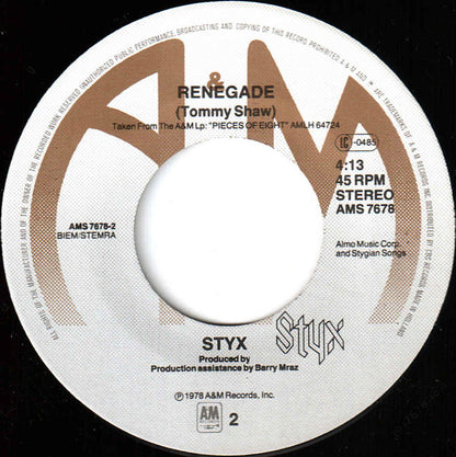 Styx : Lights (7", Single)