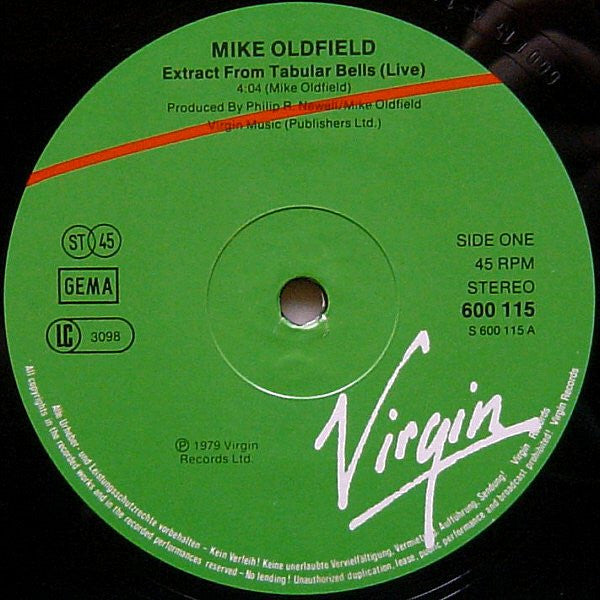 Mike Oldfield : Extract From "Tubular Bells" (Live) (12", Single)