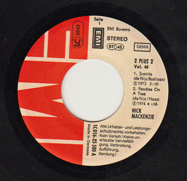Nick MacKenzie : Juanita / Peaches On A Tree / In Old Mexico / One Is One (7", EP)