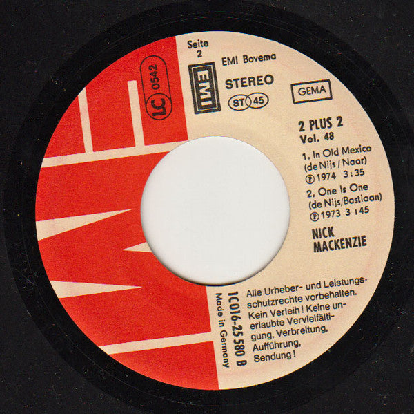 Nick MacKenzie : Juanita / Peaches On A Tree / In Old Mexico / One Is One (7", EP)