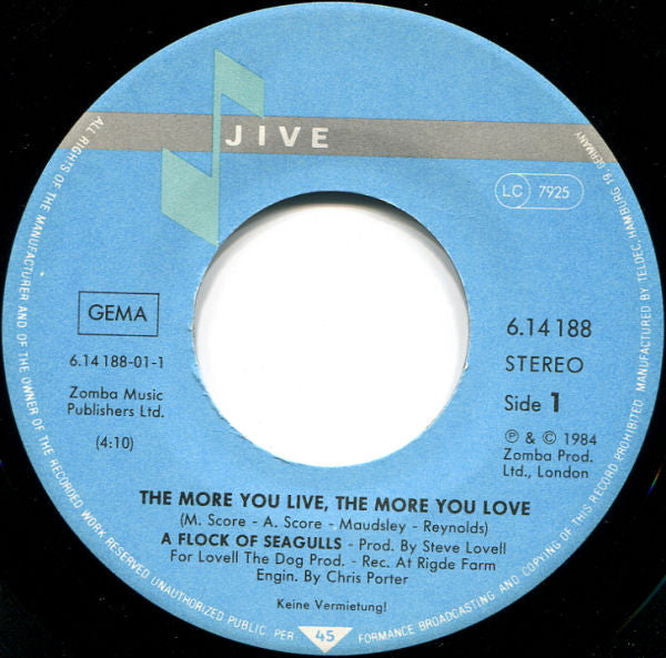 A Flock Of Seagulls : The More You Live, The More You Love (7", Single)