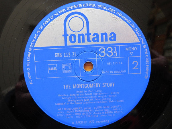 Wes, Buddy And Monk Montgomery* Featuring Harold Land & Freddie Hubbard : The Montgomery Story (LP, Album, Mono)