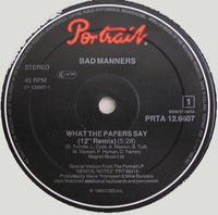Bad Manners : What The Papers Say (12" Remix) (12", Maxi)