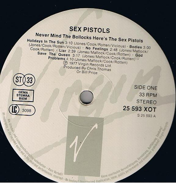 Sex Pistols : Never Mind The Bollocks Here's The Sex Pistols (LP, Album, RE)