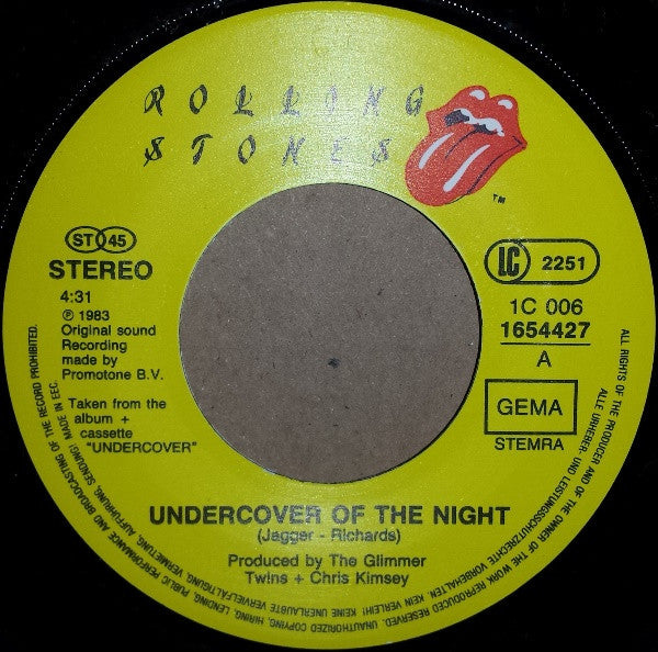 Rolling Stones* : Undercover Of The Night (7", Single)